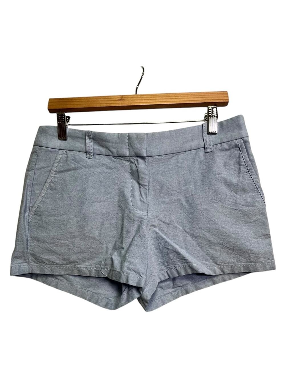 J Crew Chambray Shorts Womens Size 4 Blue Cotton Flat Front Preppy Coastal Beach